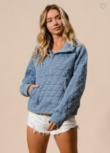 Load image into Gallery viewer, Slate Denim Quilted Half Zip
