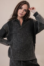 Load image into Gallery viewer, Mineral Washed Oversized French Terry Knit Top: MOCHA
