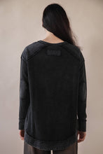 Load image into Gallery viewer, Mineral Washed Elbow Patch Contrast Knit Top: MOCHA
