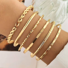 Load image into Gallery viewer, Gold Layered Bangle Set - Mixed Texture Stack | 40B5238: SET
