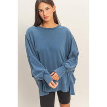 Load image into Gallery viewer, Oversized Seam Detail Long Sleeve Top: BLUE
