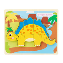 Load image into Gallery viewer, 3D Wooden Dinosaur Puzzle, Buckle Design for Early Education: Green / One Size
