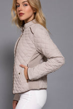 Load image into Gallery viewer, Suede Piping Detail Rib Quilted Padding Jacket : TAUPE
