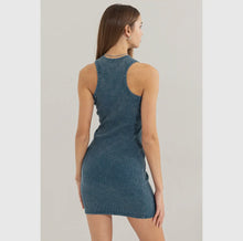 Load image into Gallery viewer, Dark Teal Acid Washed Ribbed Dress
