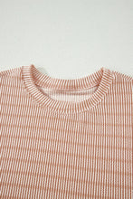 Load image into Gallery viewer, PRETTY BASH Stripe Corded Knit Tee &amp; Short Set: Sky Blue Stripe / S
