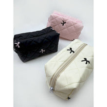 Load image into Gallery viewer, Embossed Cloth with Bow Embroidery Cosmetic Bag: Pink, Black, Or White
