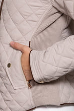 Load image into Gallery viewer, Suede Piping Detail Rib Quilted Padding Jacket : TAUPE
