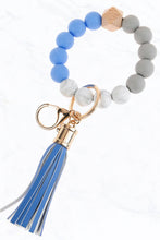 Load image into Gallery viewer, Color Silicone Beaded Key Ring Keychain: Nude Grey
