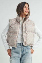Load image into Gallery viewer, High Neck Floral Puffer Vest - BMJ7560: BLUSH / L
