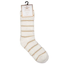 Load image into Gallery viewer, Women's Stripe Snuggle Socks   Off White/Cream   One Size
