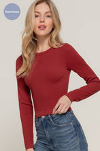 Load image into Gallery viewer, Long Sleeve Crew Neck Rib Seamless Top: TPE-latte taupe / S/M
