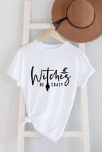 Load image into Gallery viewer, Witches be crazy, Halloween, Unisex Round Neck T-Shirt: Black/Orange / S
