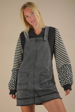 Load image into Gallery viewer, Washed Denim Overall Mini Dress: BLACK
