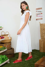 Load image into Gallery viewer, FLUTTER SLEEVE V NECK SMOCKED MIDI DRESS: LIGHT OLIVE
