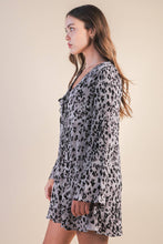 Load image into Gallery viewer, Leopard Printed Pleated Mini Dress: MOCHA LEOPARD
