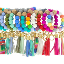 Load image into Gallery viewer, Color Silicone Beaded Key Ring Keychain: Nude Grey
