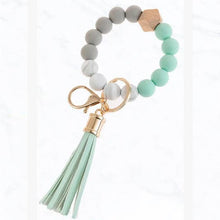 Load image into Gallery viewer, Color Silicone Beaded Key Ring Keychain: Nude Grey
