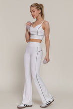 Load image into Gallery viewer, Waist Band Contrast Piping Detail Workout Pants: RED-red/off white / S
