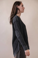 Load image into Gallery viewer, Mineral Washed Elbow Patch Contrast Knit Top: MOCHA
