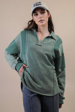 Load image into Gallery viewer, Mineral Washed Oversized French Terry Knit Top: MOCHA
