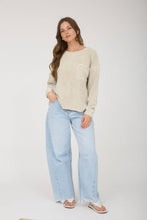 Load image into Gallery viewer, WASHED POCKET DETAIL LONG SLEEVE RIB KNIT TOP : LIGHT OLIVE
