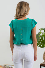 Load image into Gallery viewer, TULIP SLEEVE BACK BUTTON BLOUSE: KELLY GREEN
