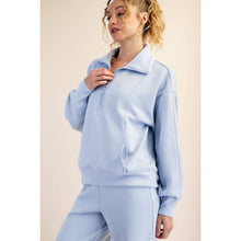 Load image into Gallery viewer, MODAL SCUBA PIPING QUARTER ZIP PULLOVER: Black/Cream
