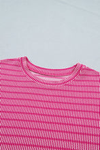 Load image into Gallery viewer, PRETTY BASH Stripe Corded Knit Tee &amp; Short Set: Sky Blue Stripe / S
