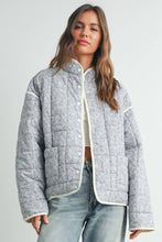 Load image into Gallery viewer, FLOAR QUILTED JACKET WITH LIGHTWEIGHT BOHO PRINT: LAVENDER / IVORY
