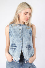 Load image into Gallery viewer, Acid Washed Denim Causal Vest: INDIGO
