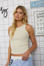 Load image into Gallery viewer, WASHED RAW EDGE SLEEVELESS KNIT TANK TOP: KHAKI
