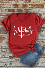 Load image into Gallery viewer, Witches be crazy, Halloween, Unisex Round Neck T-Shirt: Black/Orange / S
