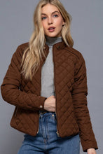 Load image into Gallery viewer, Suede Piping Detail Rib Quilted Padding Jacket : TAUPE
