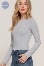 Load image into Gallery viewer, Long Sleeve Crew Neck Rib Seamless Top: OLV-olive / S/M
