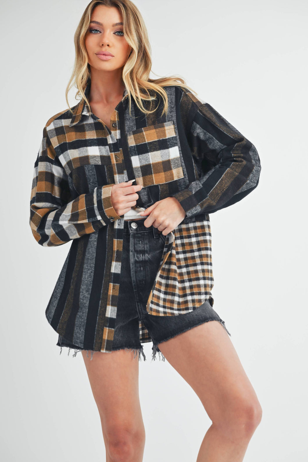 Lena Plaid Flannel Black / Contemporary