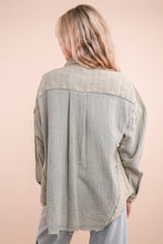 Load image into Gallery viewer, Mineral Washed Oversized Gauze Shacket Jacket: CORAL

