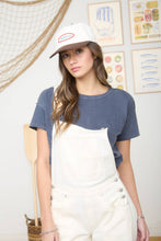 Load image into Gallery viewer, ROUND NECK SHORT SLEEVE EXPOSED SEAM KNIT TOP: MOCHA
