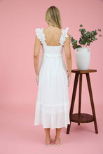 Load image into Gallery viewer, RUFFLE DETAIL EMPIRE WAIST SLEEVELESS MIDI DRESS: PINK
