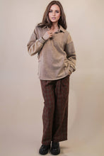 Load image into Gallery viewer, Mineral Washed Oversized French Terry Knit Top: MOCHA
