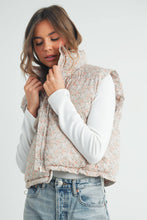 Load image into Gallery viewer, High Neck Floral Puffer Vest - BMJ7560: BLUSH / S
