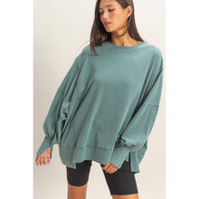 Load image into Gallery viewer, Oversized Seam Detail Long Sleeve Top: BLUE
