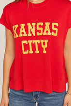 Load image into Gallery viewer, Kansas City Graphic Cap Sleeve Knit Top: Scarlet
