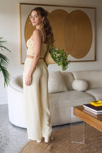Load image into Gallery viewer, FRONT TIE CROPPED CAMI TOP: LIGHT YELLOW
