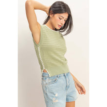 Load image into Gallery viewer, Eyelet Sleeveless Knit Top: CREAM
