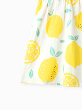 Load image into Gallery viewer, Single-Piece Baby Girl Plaid and Lemon Fruit-Themed Dress: Pale Yellow / 18-24 Months
