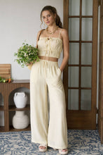 Load image into Gallery viewer, FRONT TIE CROPPED CAMI TOP: LIGHT YELLOW
