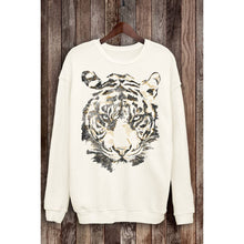 Load image into Gallery viewer, THE GOLDEN FOILED TIGER FACE MINERAL SWEATSHIRTS: White
