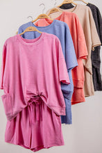 Load image into Gallery viewer, Mineral Washed Knit Casual Top: PINK
