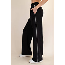 Load image into Gallery viewer, MODAL SCUBA PIPING STRAIGHT PANT: Black/Cream
