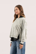 Load image into Gallery viewer, WASHED EXTENDED SHOULDER KNIT TOP: OATMEAL
